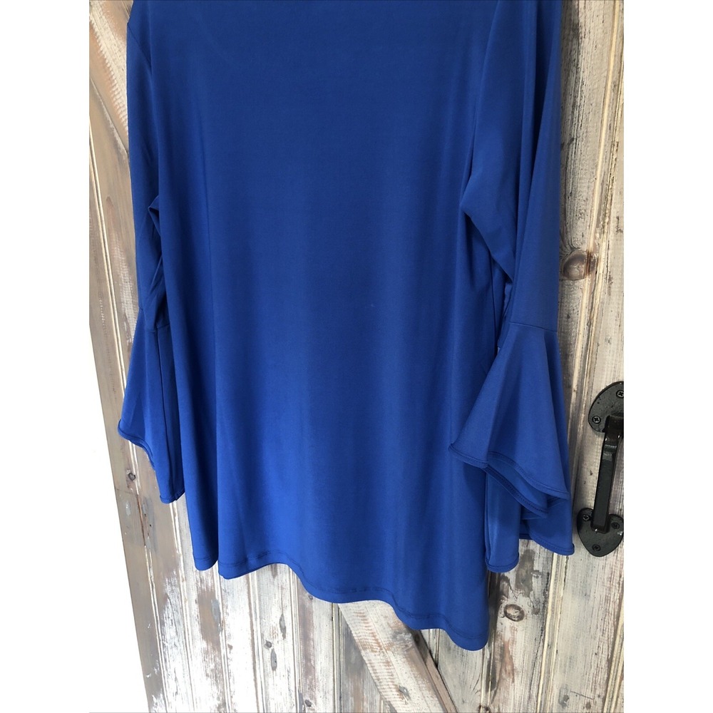 Women with Control Flounce Sleeve Top Blue Career Slimming  size Small NWOT New - Picture 8 of 13